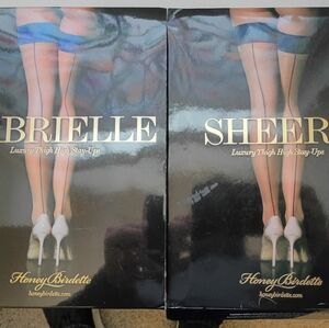Two Pair Honey Birdette Brielle Sheer High Stay-Ups